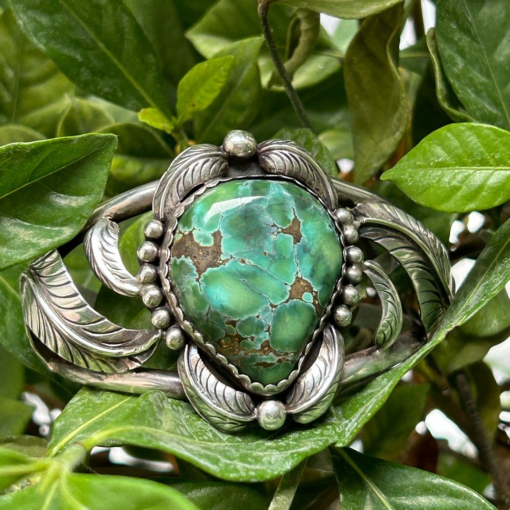 Turquoise Silver Old Pawn Cuff